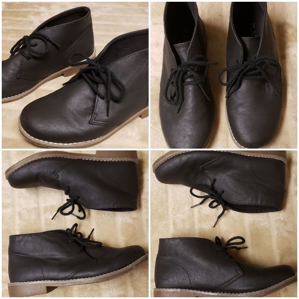 Boys Black Lace Up Boots, Size 5